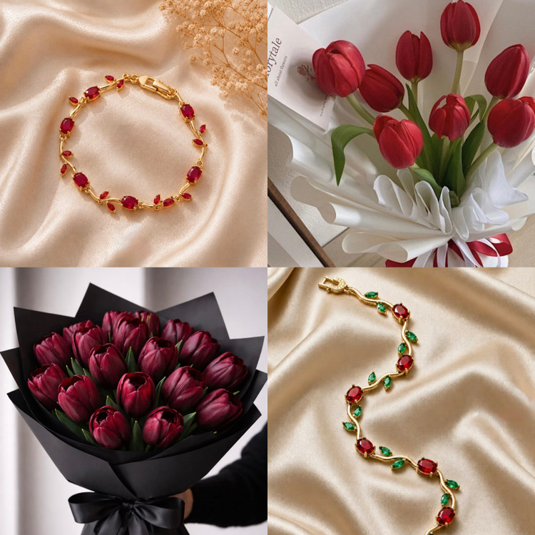 دستبند tulips قرمز سبز