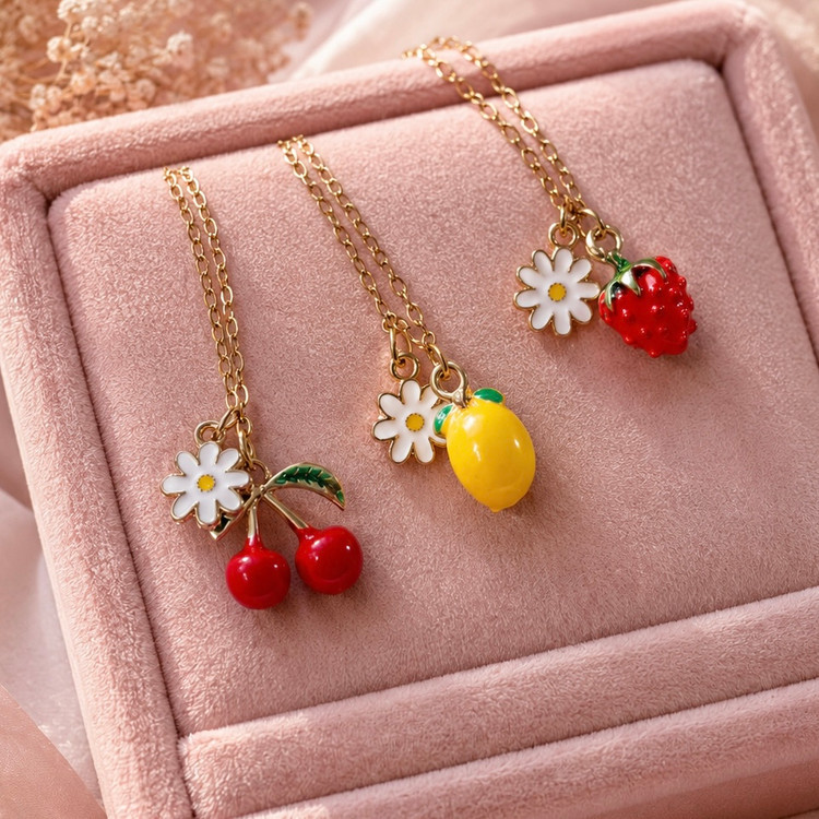 گردنبند میوه و شکوفه ناز🥹🍓🌸